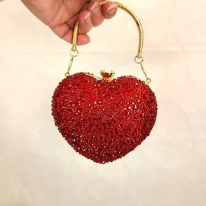 RAMLA Red Heart Shaped Crystal Clutch Purse Handle & Chain Prom Gala Wedding$189